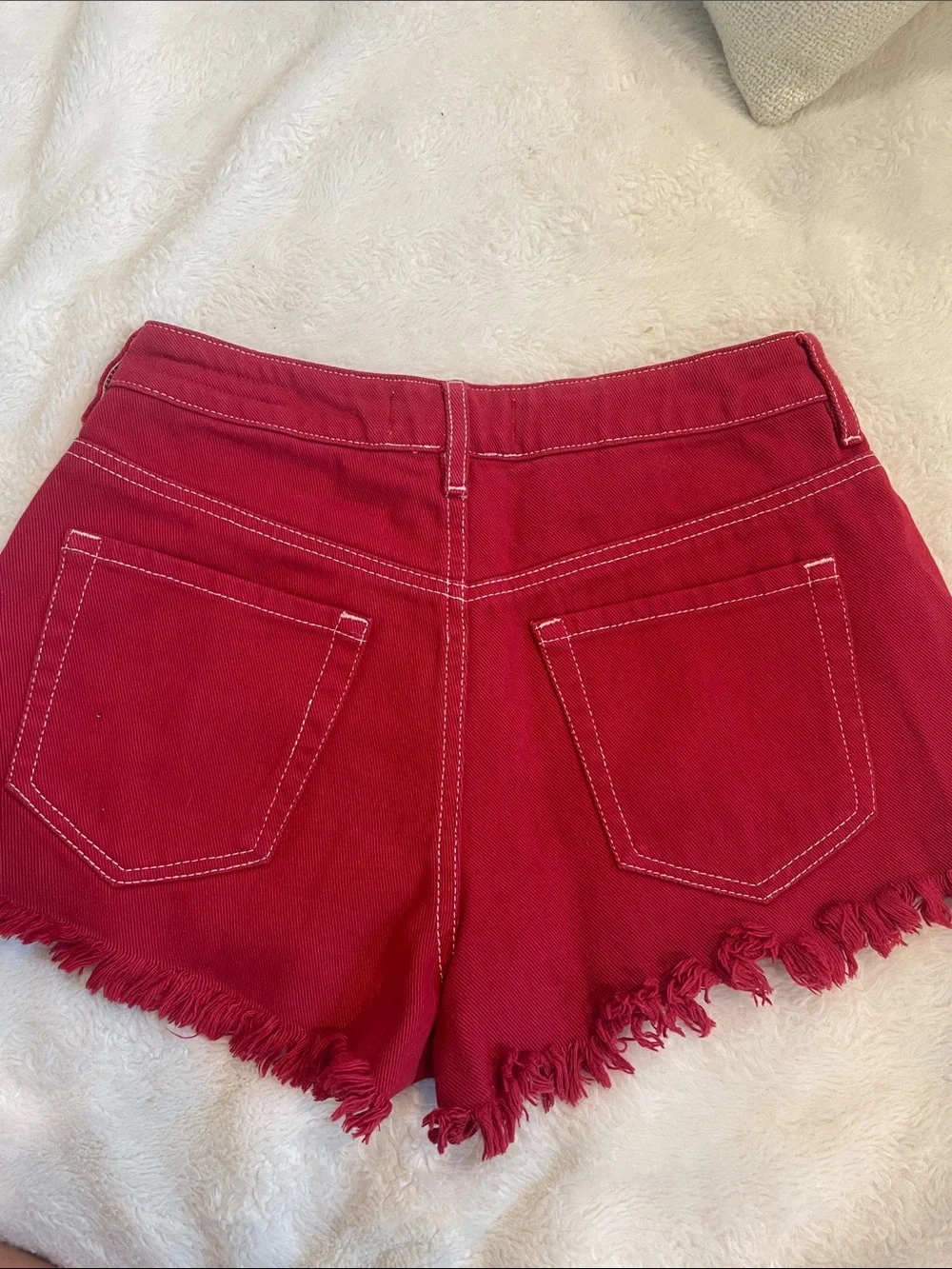 Red Festival Denim Shorts